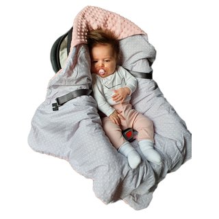 Minky Babydecke 90x90 Decke Baby Einschlagdecke mit Kapuze für Kinderwagen Buggy Babyschale 