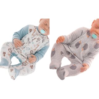 2er Pack Baby Strampler Schlafanzug Schlafstrampler Baumwolle 86 Mint/Grau