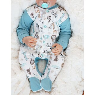 2er Pack Baby Strampler Schlafanzug Schlafstrampler Baumwolle 86 Mint/Grau