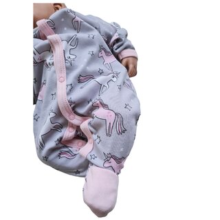 Baby Strampler Schlafanzug Schlafstrampler Schlafoverall Baumwolle 2er Pack  56 Grau/Blumen